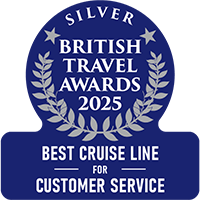 Silver British Travel Awards 2025 Best Cruise Line for Customer Service Silver British Travel Awards 2025 Best Cruise Line for Customer Service